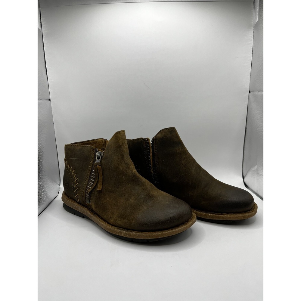 Born Tavar Womens Ankle Boots Brown Size 6 Dual Zip